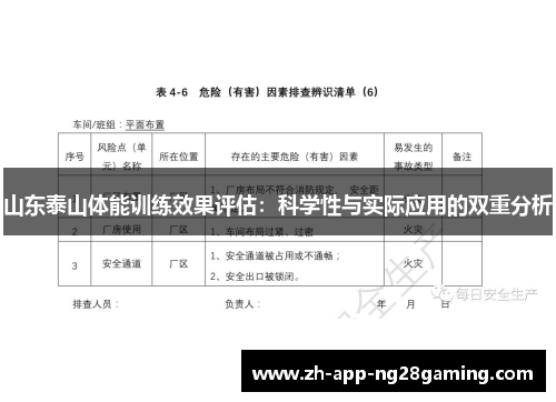 山东泰山体能训练效果评估:科学性与实际应用的双重分析 山东泰山体能训练效果评估:科学性与实际应用的双重分析